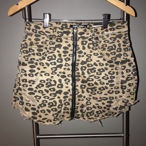Almost Famous Leopard Denim Skirt